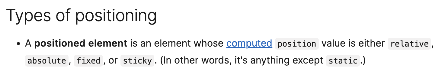 MDN CSS positioning