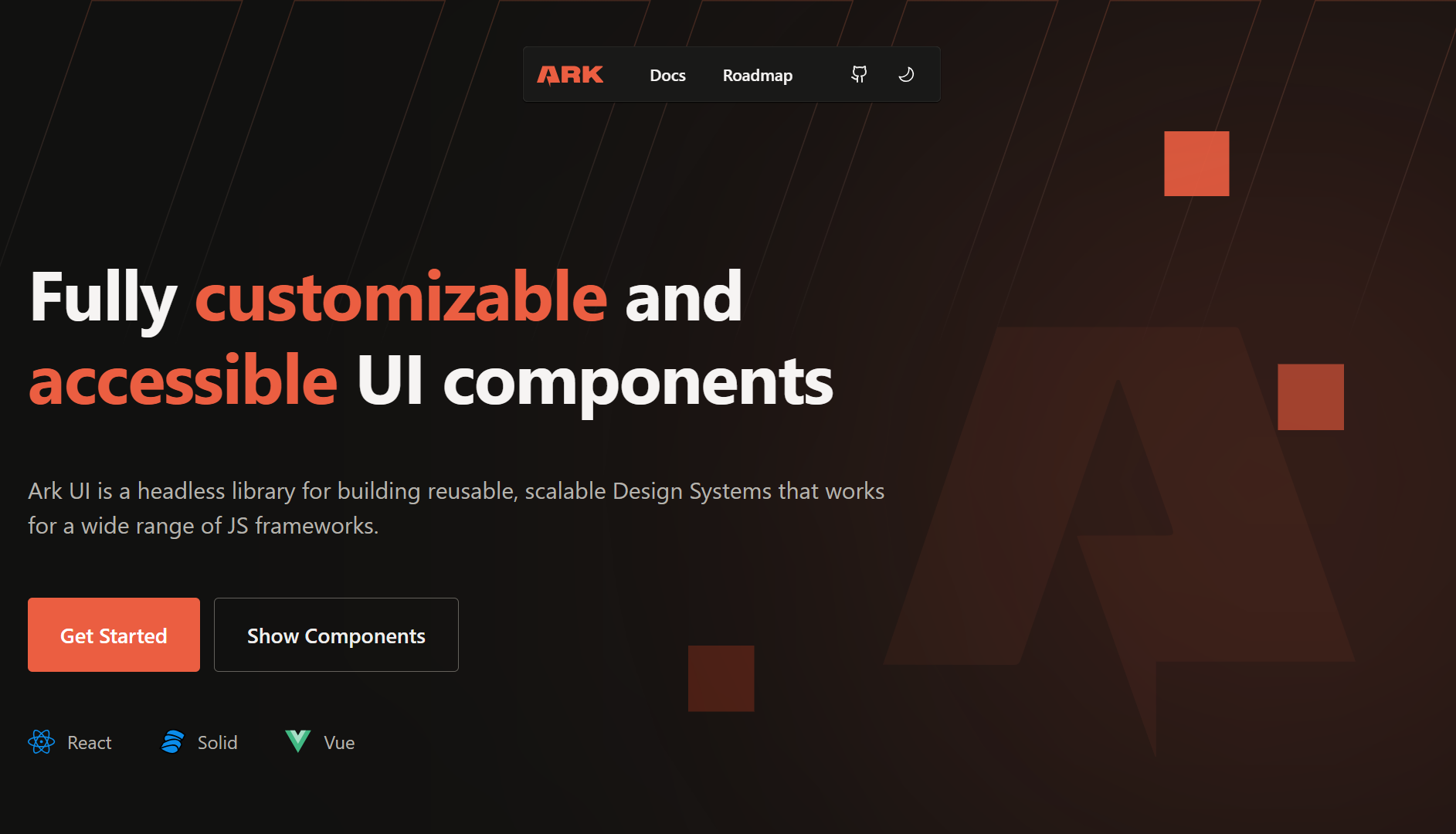 Ark UI homepage
