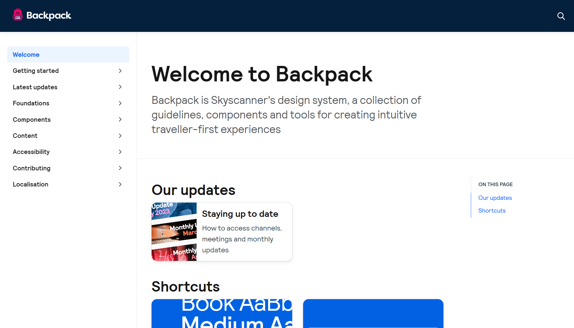 Backpack homepage