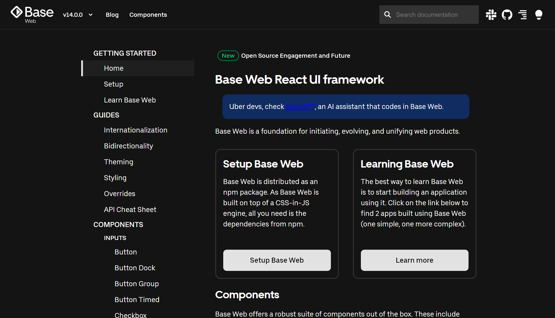 Base Web homepage