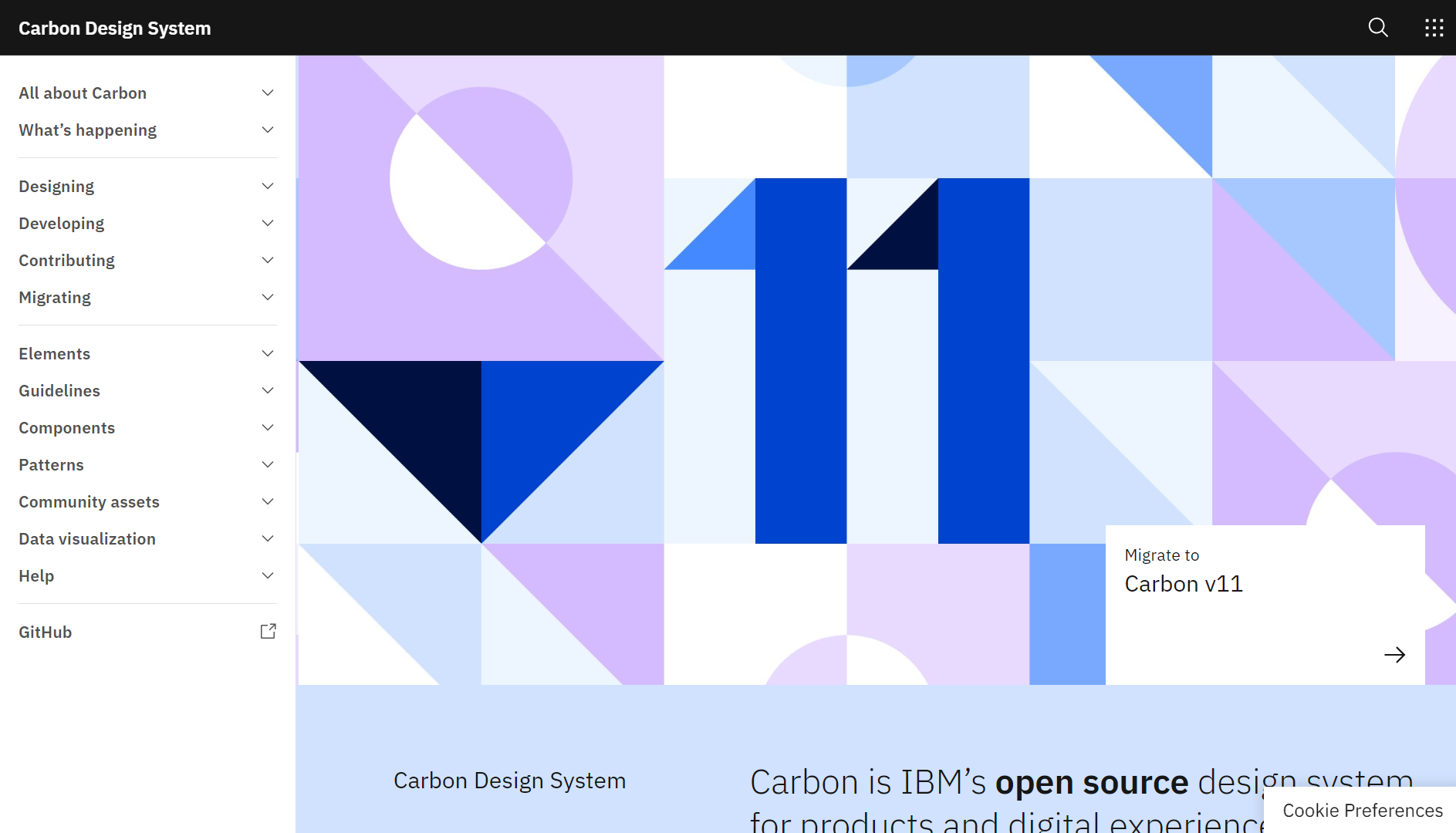 Carbon homepage