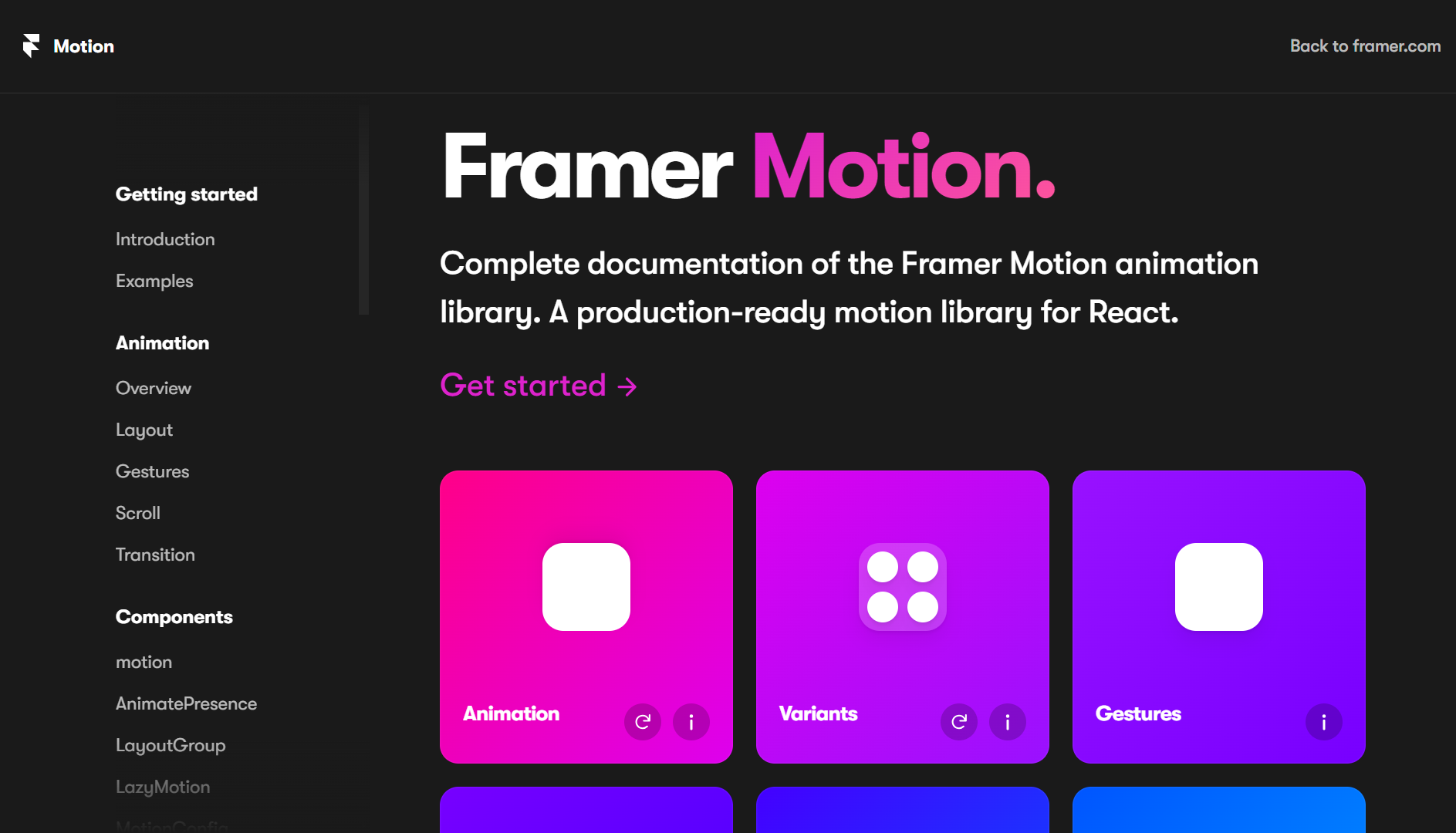 Framer Motion homepage