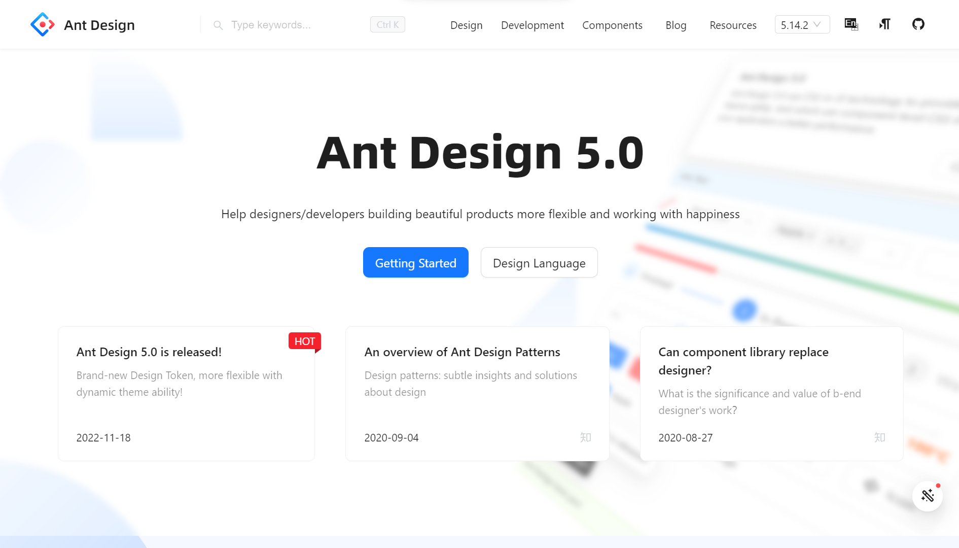 Ant Design homepage