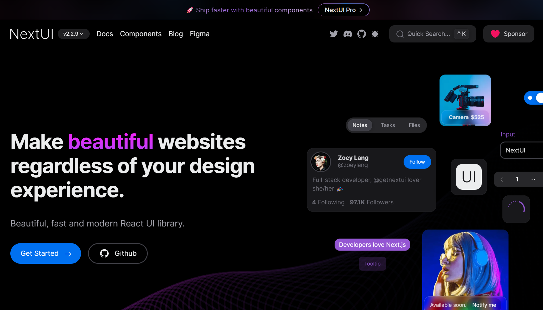 Next UI homepage