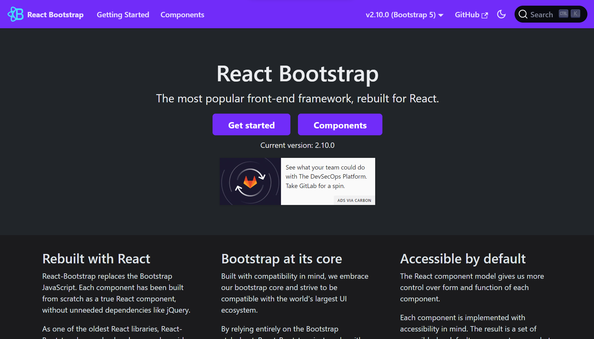 React Bootstrap homepage