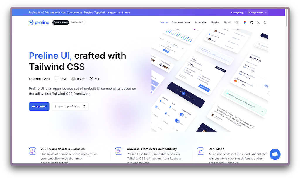 Preline UI homepage