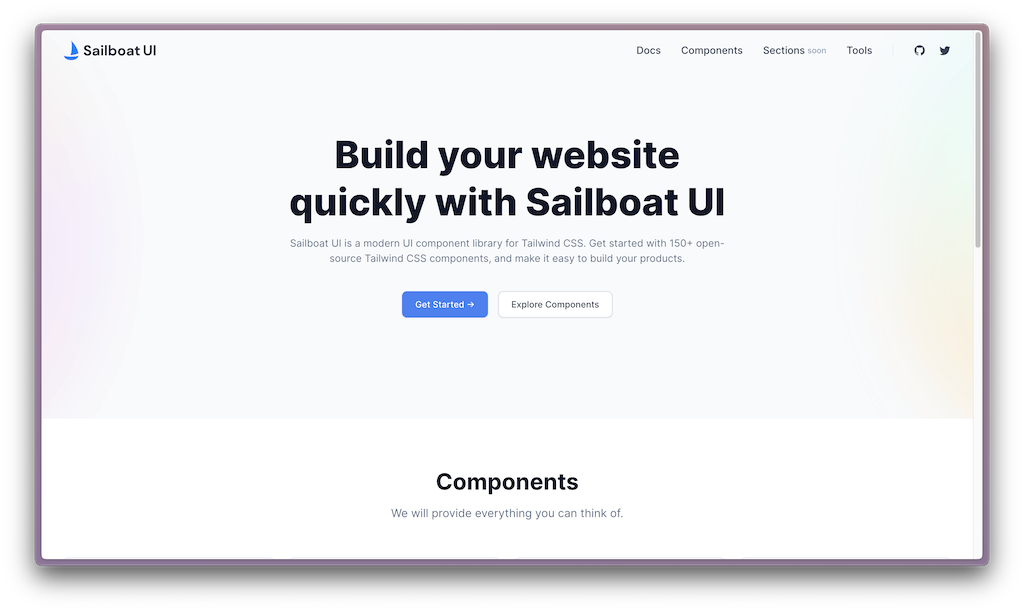 Sailboat UI homepage
