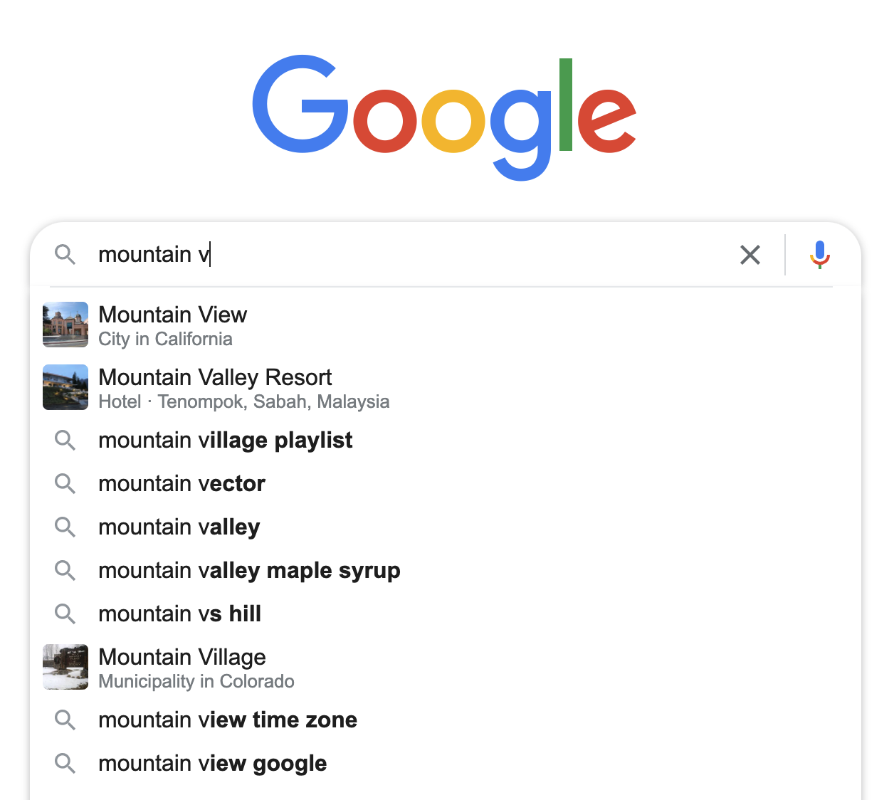 Google search example