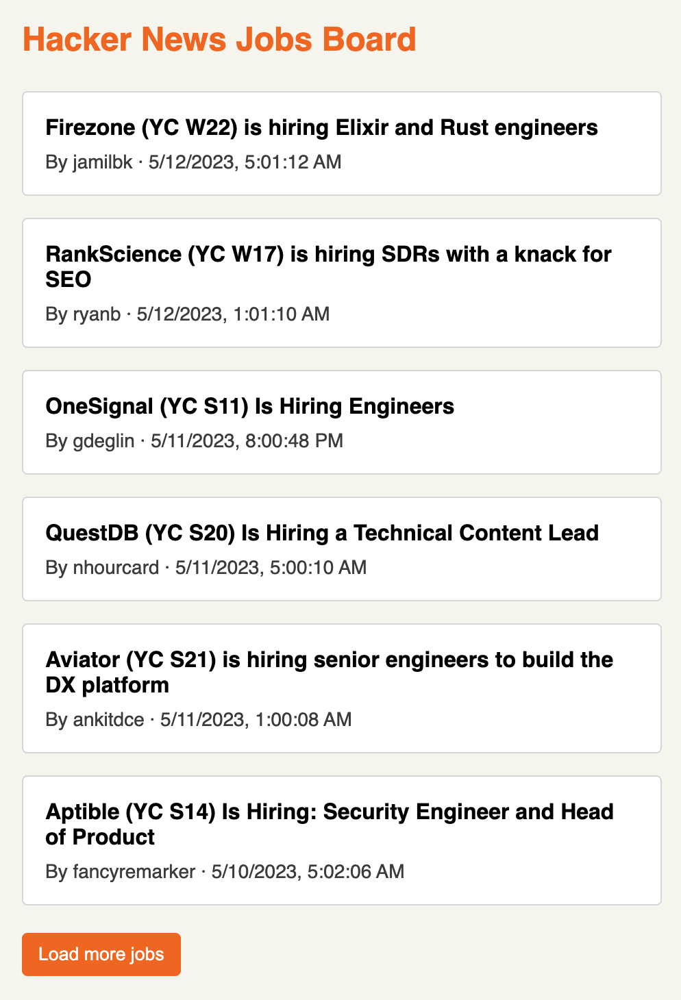 Job board example